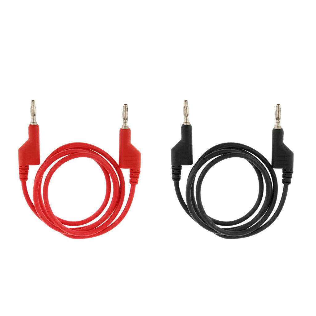 2Pcs Copper 25A Stackable 4mm Banana Plug Multimeter Test Cable Cord