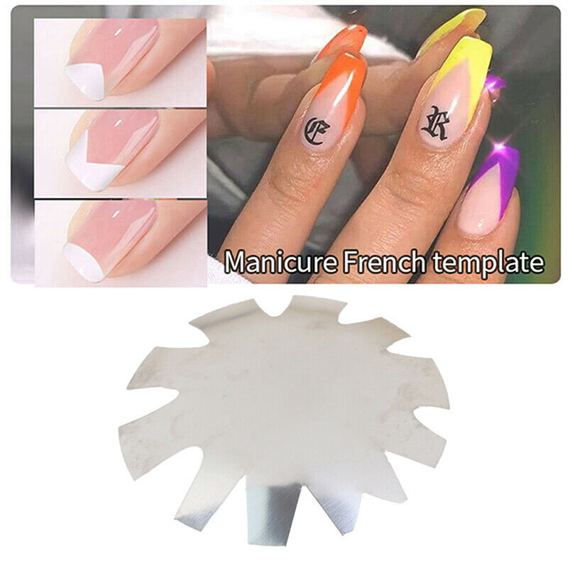 Multi-Sizes Easy French Edge Metal Trimmer Cutter Stencil Nail Template ToZT Rf
