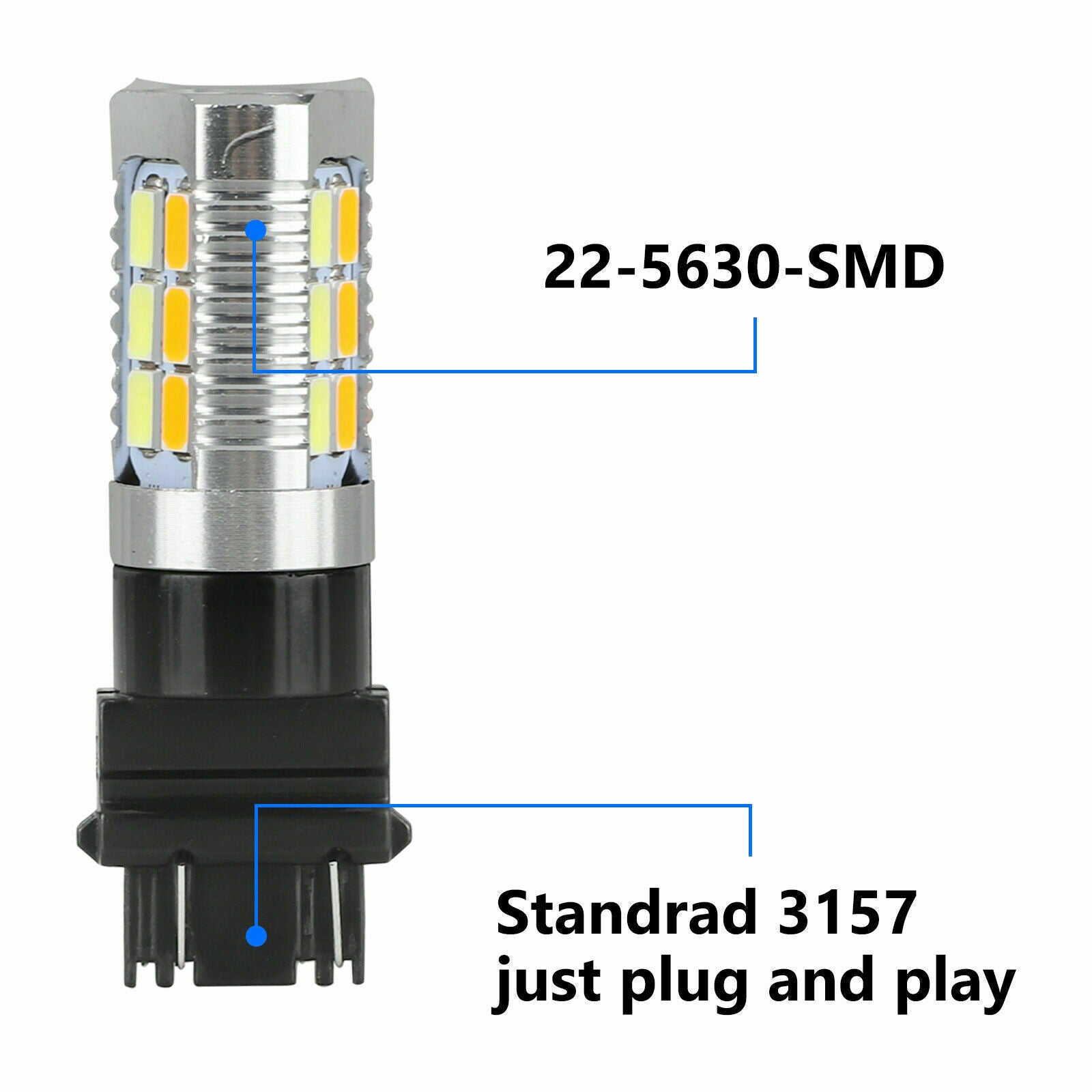 2X 3157 3757 Switchback 22LED High Power Turn Signal Lamp Light Bulb Amber/White
