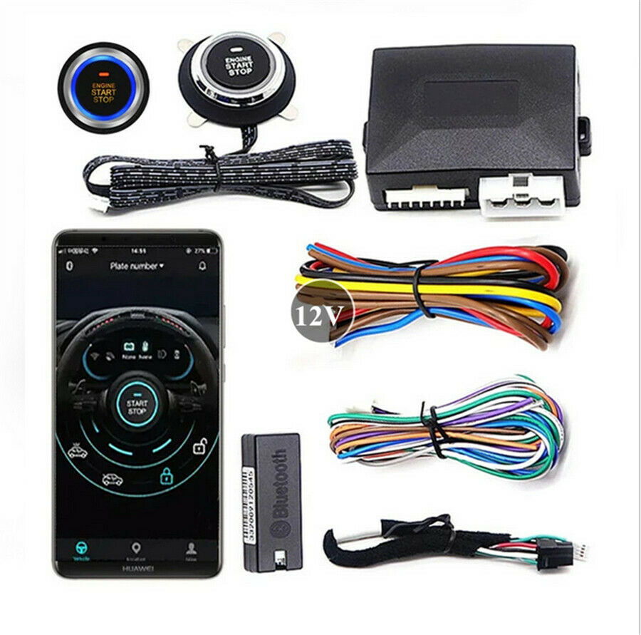 Car One-Key Engine Start Stop Button BT Smart Start System App Smartphone Remote