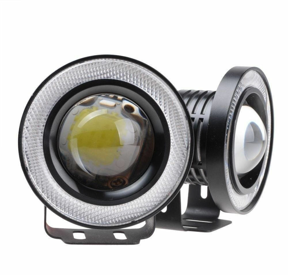 2 X 2.5" 64mm White LED COB Halo Angel Eye Rings Autos Fog Light Projector Lamps