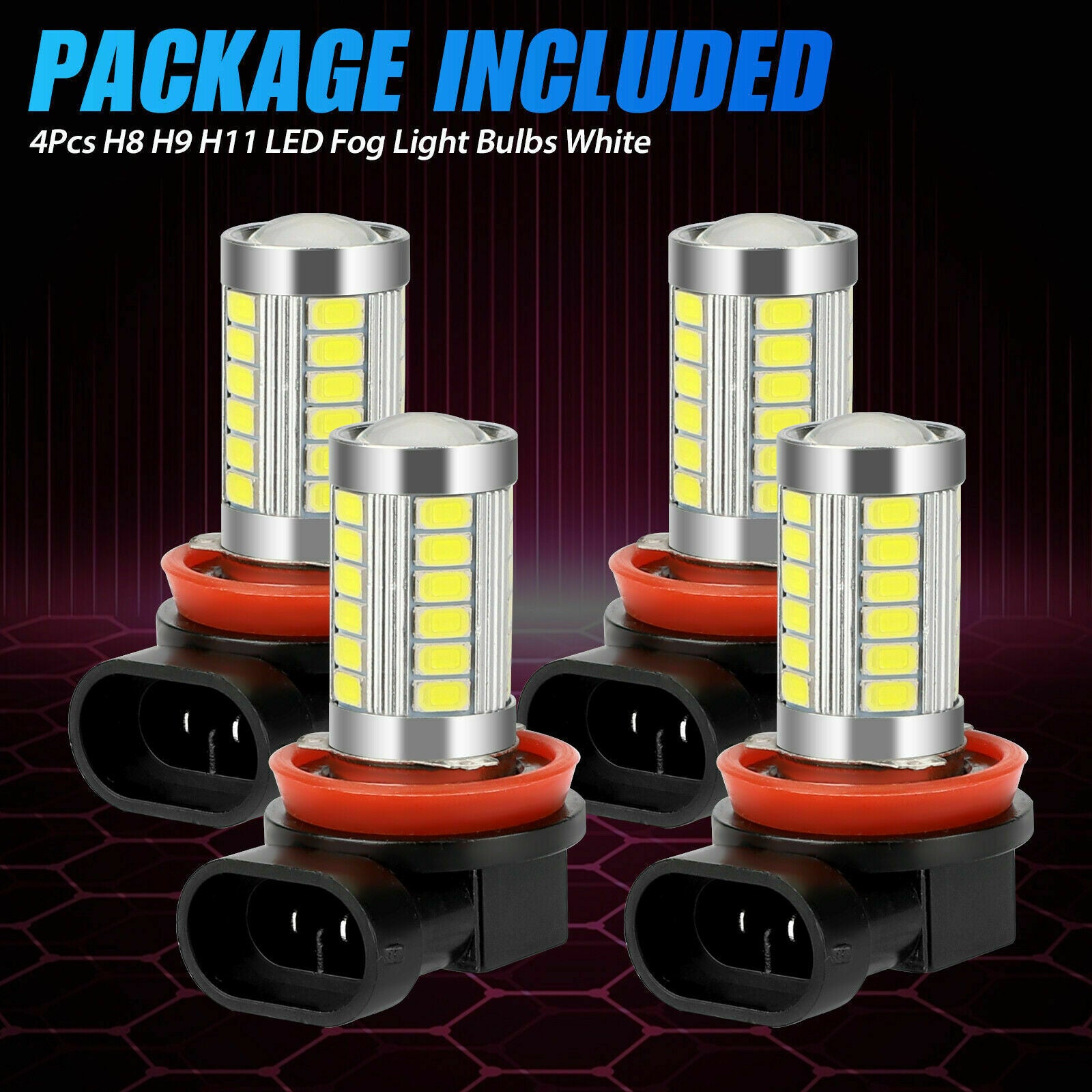4x H11 H9 H8 LED Headlight Kit High/Low Beam Fog Driving Bulbs 6500K Xenon White