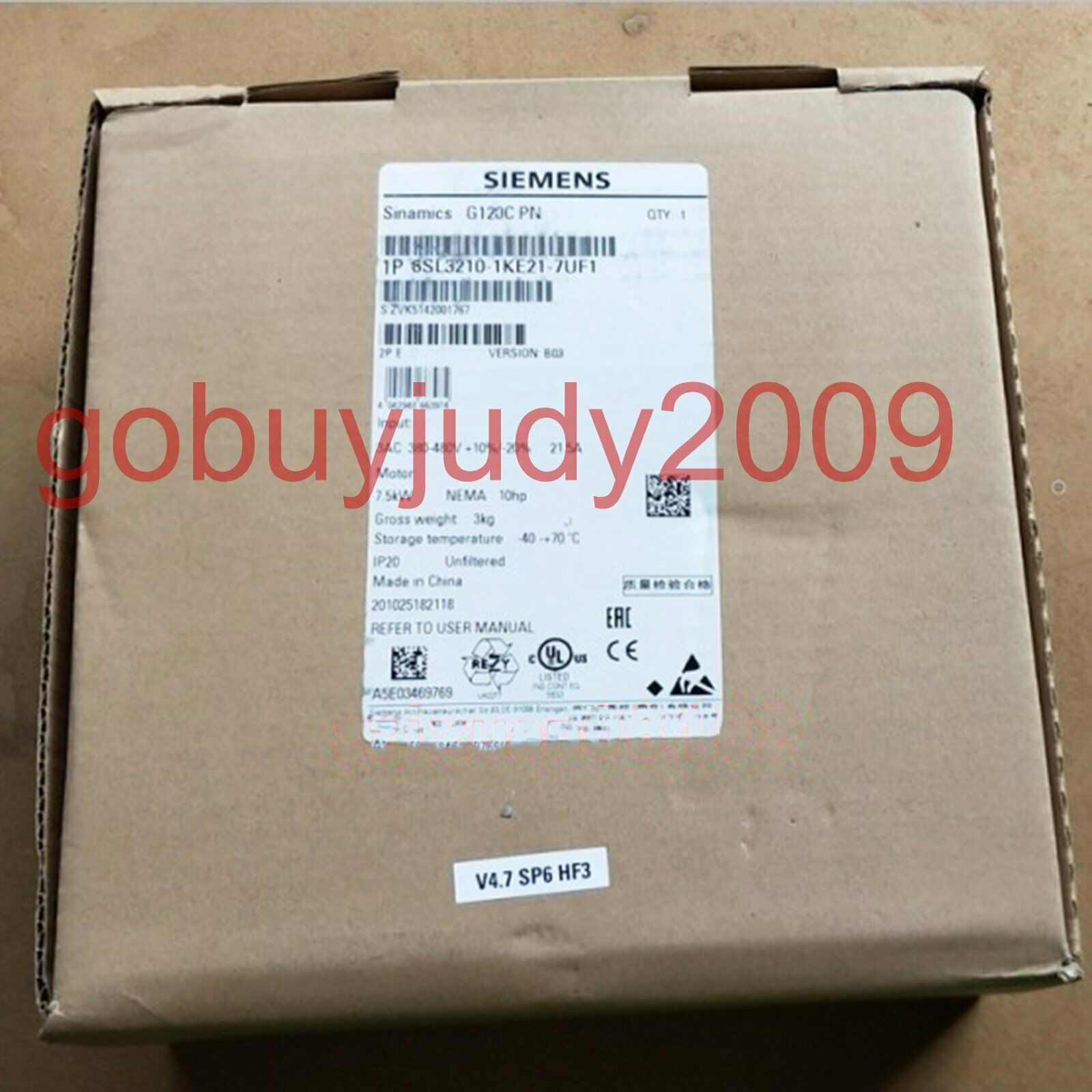 1PC New Siemens 6SL3210-1KE21-7UF1 Inverters 7.5KW 1year warranty fast delivery
