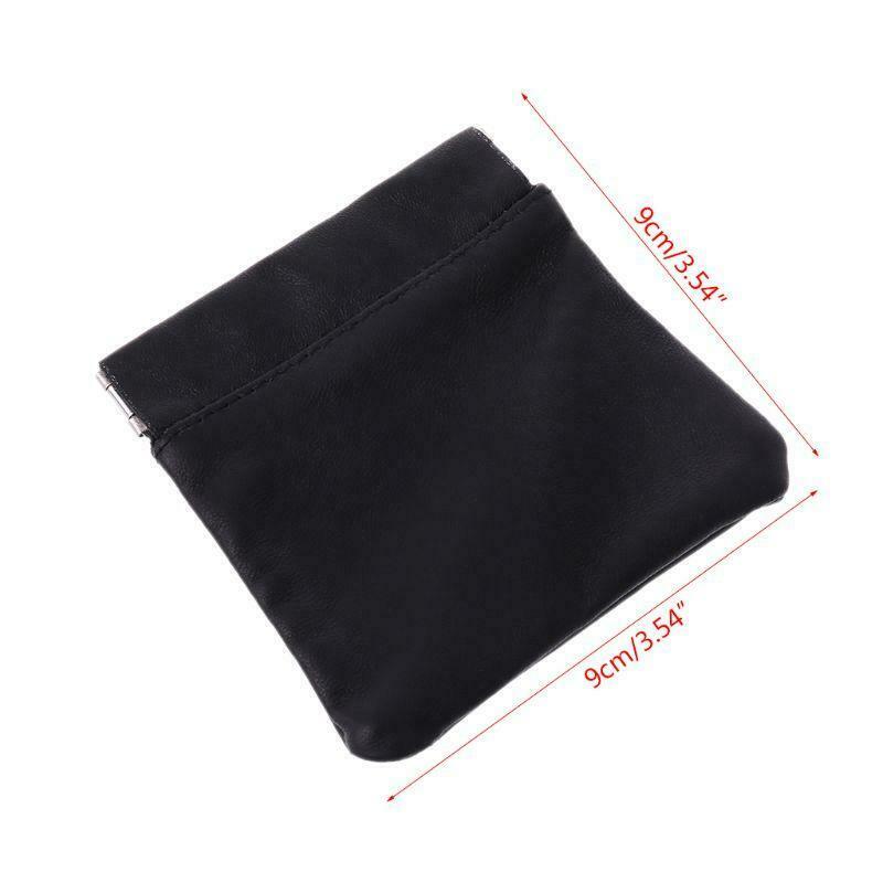Men Ladies Leather Coin Pouch Snap Top Purse Strong Metal Spring Closure