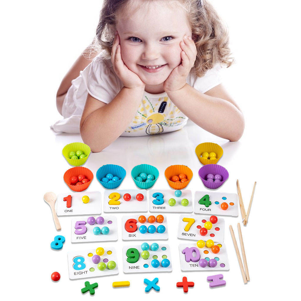 Clip Bead Hands Brain Training Wooden Digital Durable for Activities Toddler