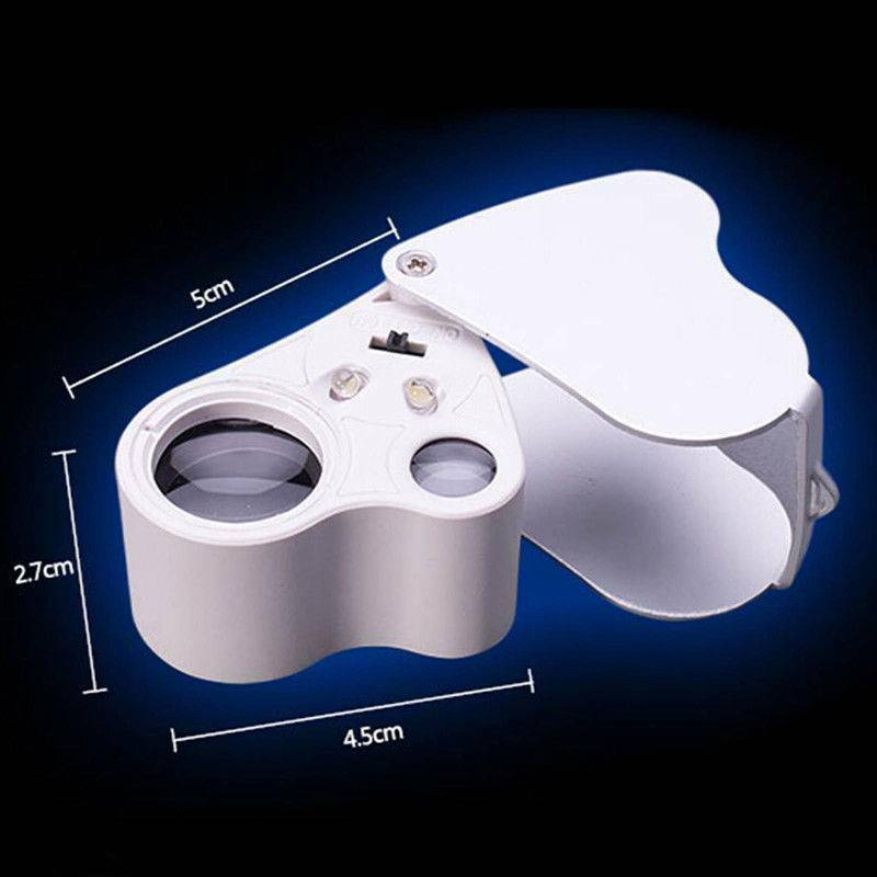 New 30X 60X 2in1 Glass Magnifying Magnifier Jewelry Loupe Loop W/ LED Lights