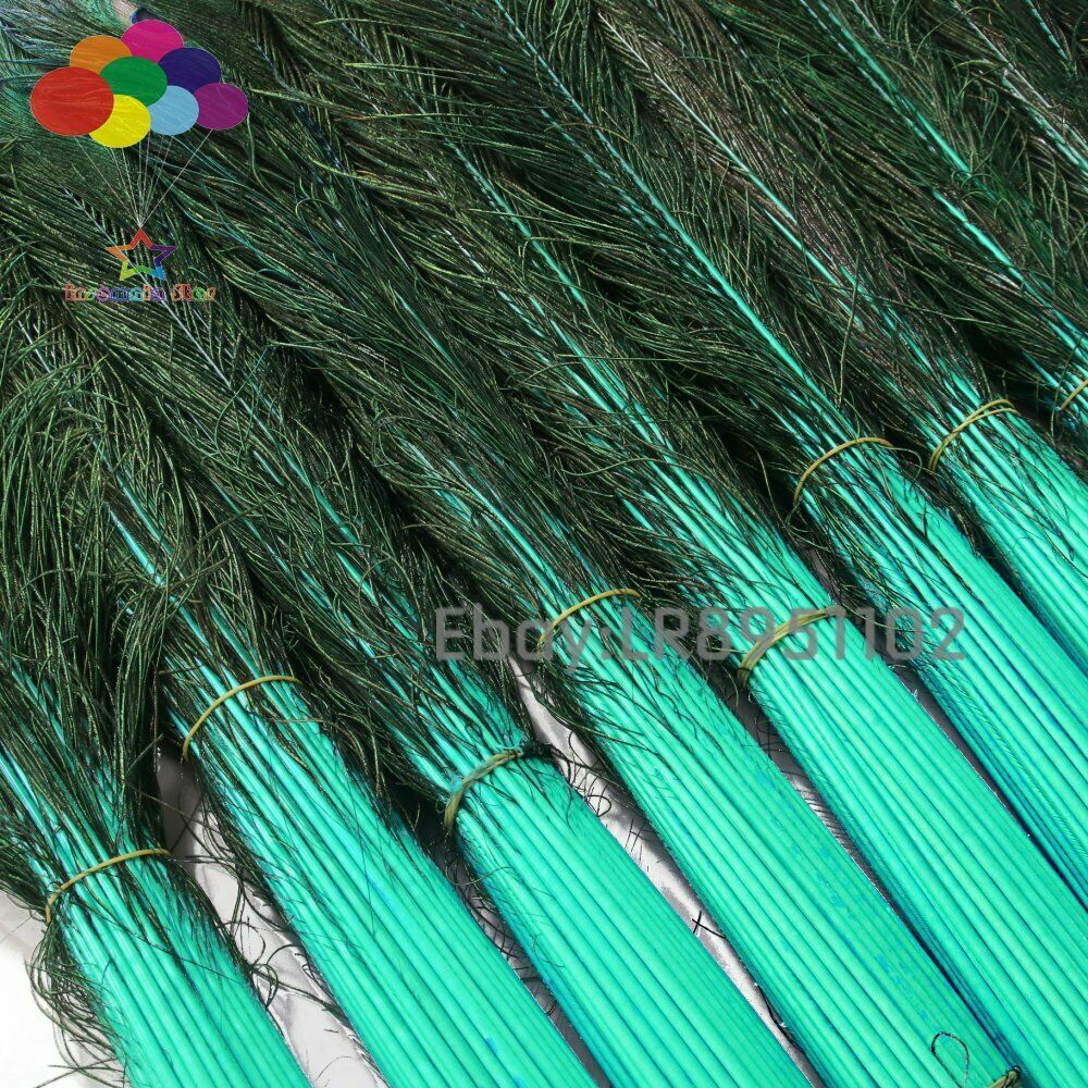 100Pcs/lot Mint Peacock Feather Length 70-80cm 28-32" for Crafts Decorations