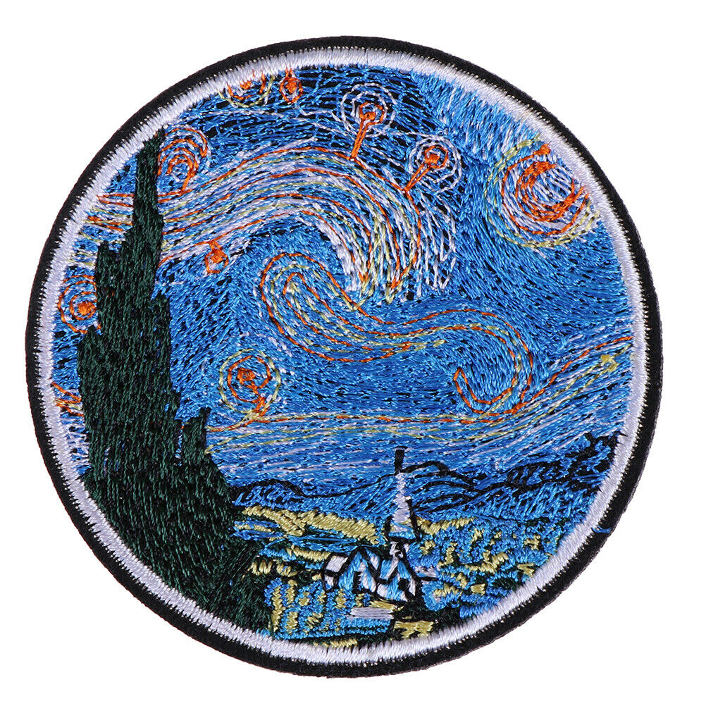 The star night painting embroidery iron on patches DIY clothes applique s.l8