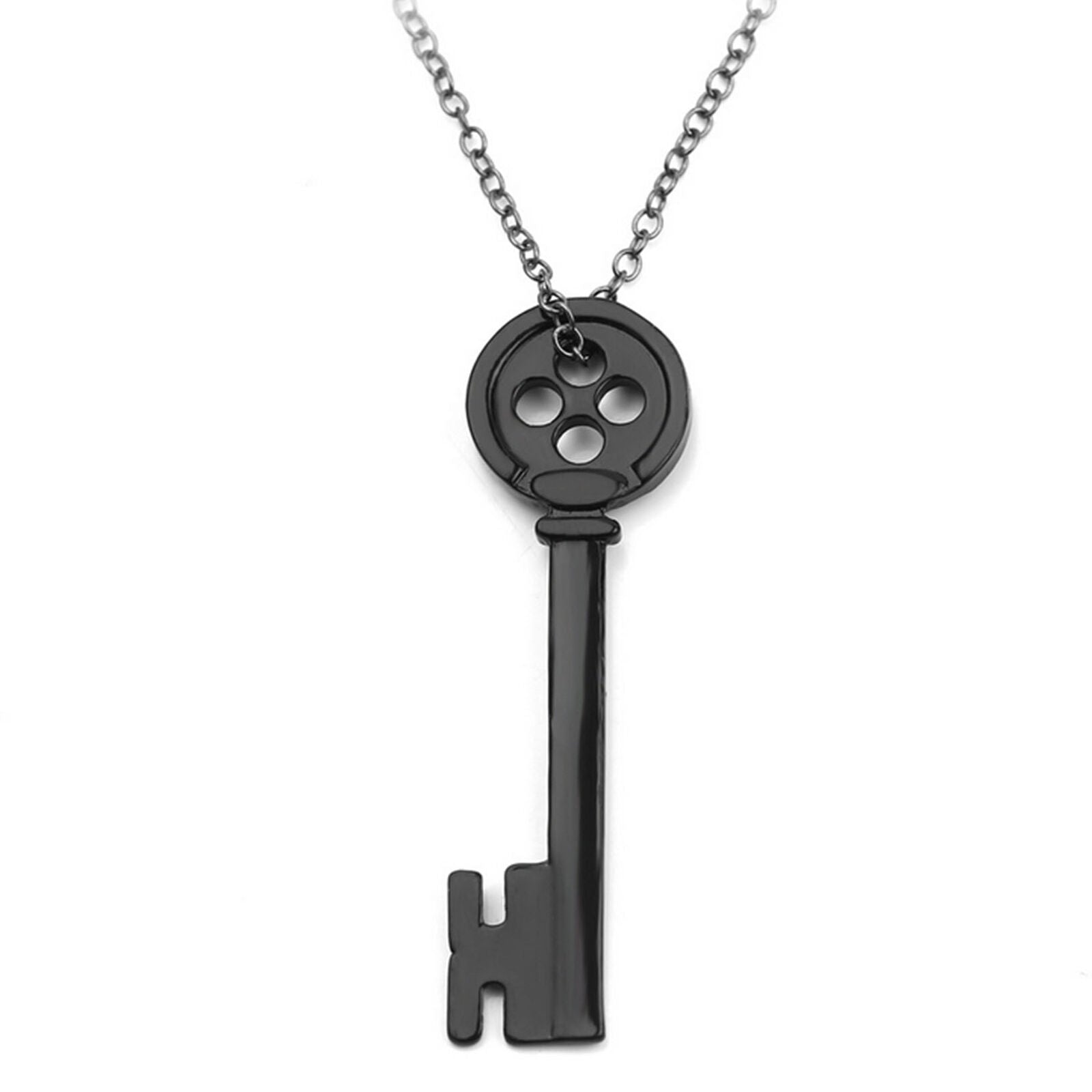 Women Black key Pendant Necklace Halloween Party Jewelry