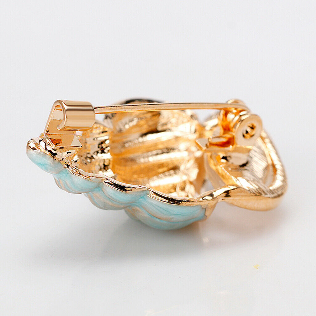 Crystal Blue Conch Brooch Pin Enamel Color Brooch Nautical Wedding Gift