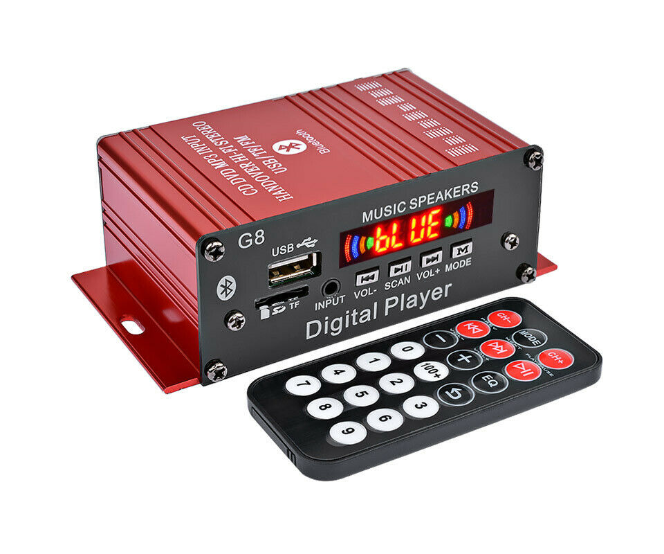 200W Stereo Power Amplifier HIFI Digital Bluetooth Audio AMP AUX FM Mic + Remote