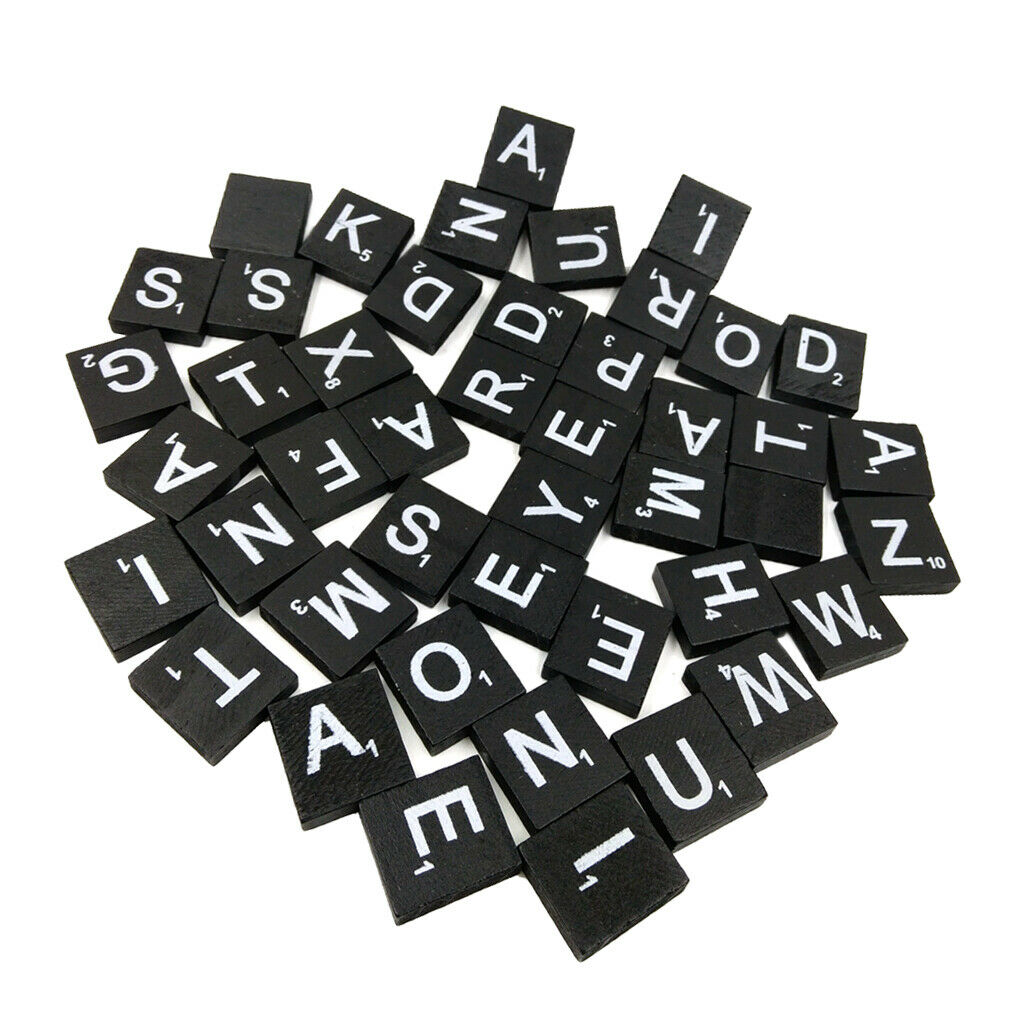 100 Pcs/Pack Game Replacement Crafts Bulk Black 26 Alphabet Wooden Tiles