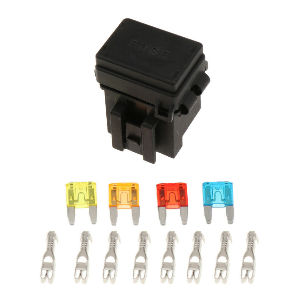 2x Automotive 4 Way Fuse Holder Box + 1 Relay Socket for Truck/SUV/Trailer