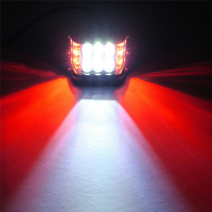 1 Pcs DC10-48V 4'' 9000LM 12LED Work Light 45W Side Shooter Combo Beam White+Red