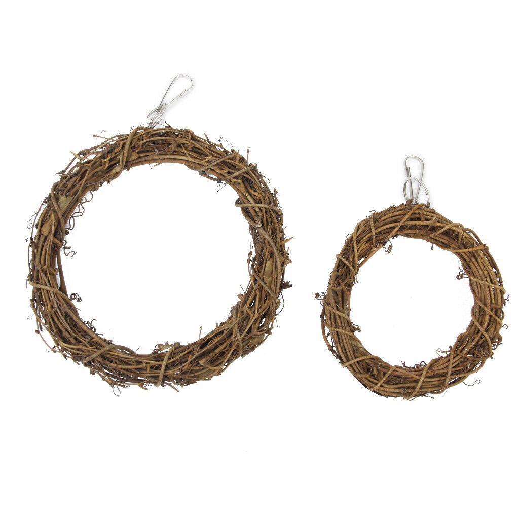 15cm Bird Toys Rattan Woven Swing Hanging Ring with A hook for Cockatiels And