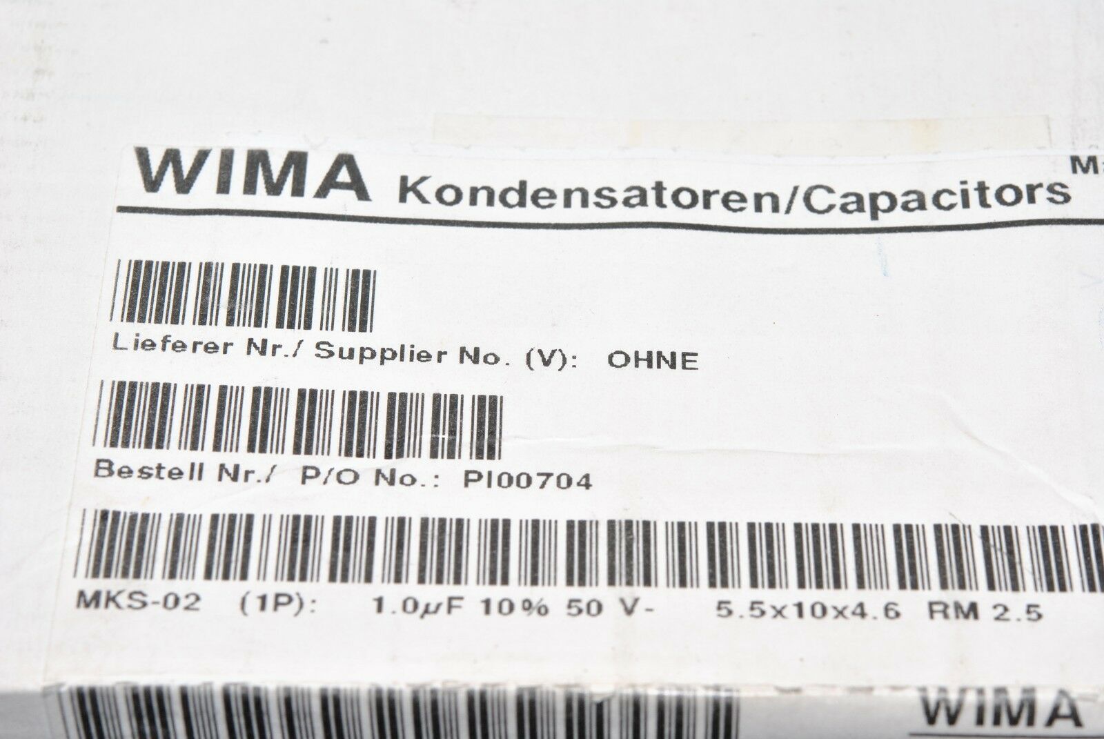 5pcs - WIMA MKS02 1uF (1µF) 50V 10% pitch:2.5mm Capacitor MKS0B041000F00KSSD