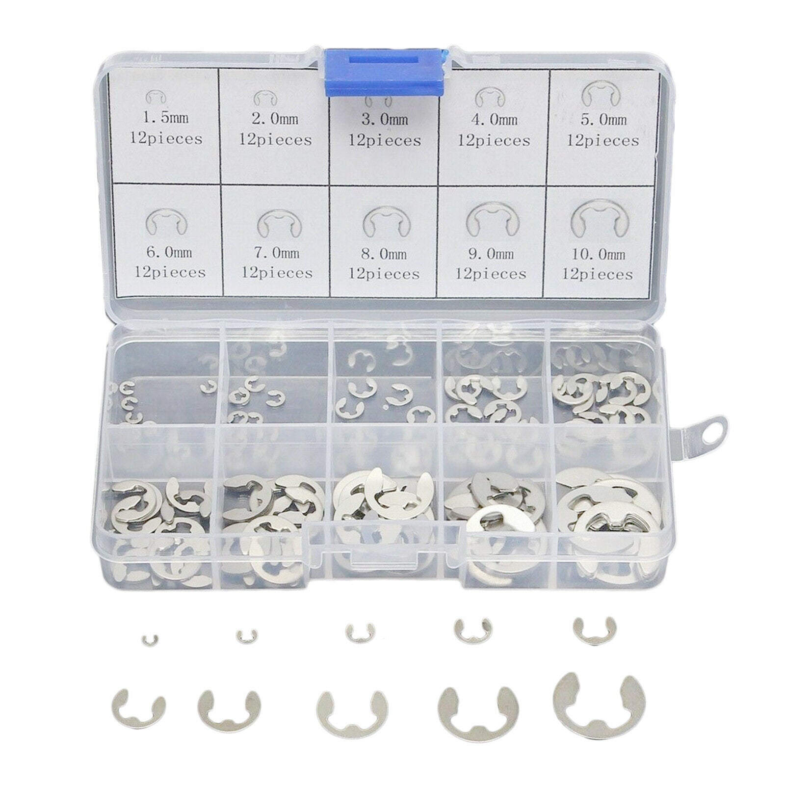 1.5mm 2mm to 10mm External E Clips - Circlip - Stainless Steel Assortment Kit