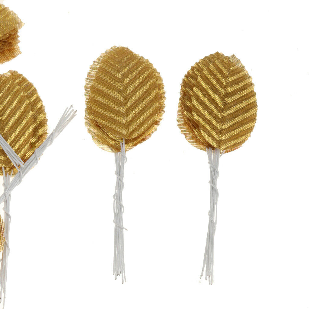 400PCS Artificial Golden Leaf Leaves Arrangements for DIY Home Garden Office