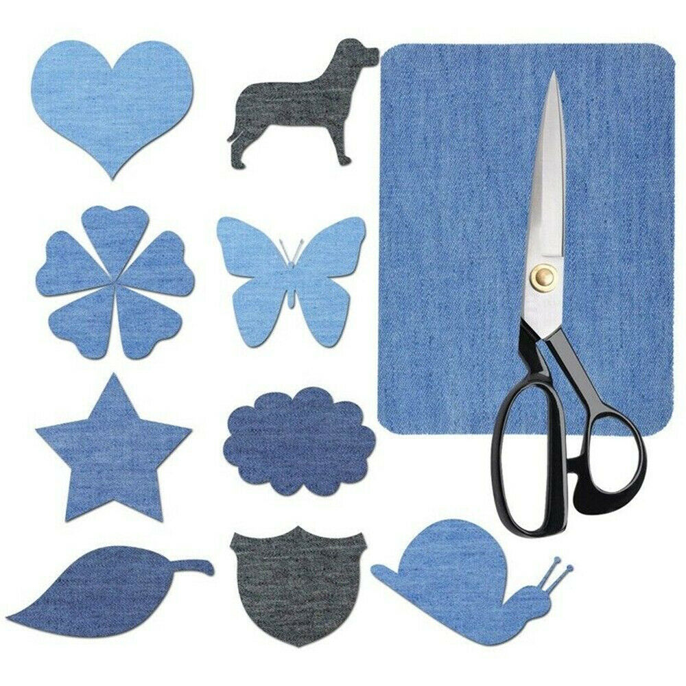 20 Pcs 5Colors DIY Iron On Denim Fabric Patches For Clothing Jeans Repair Kit