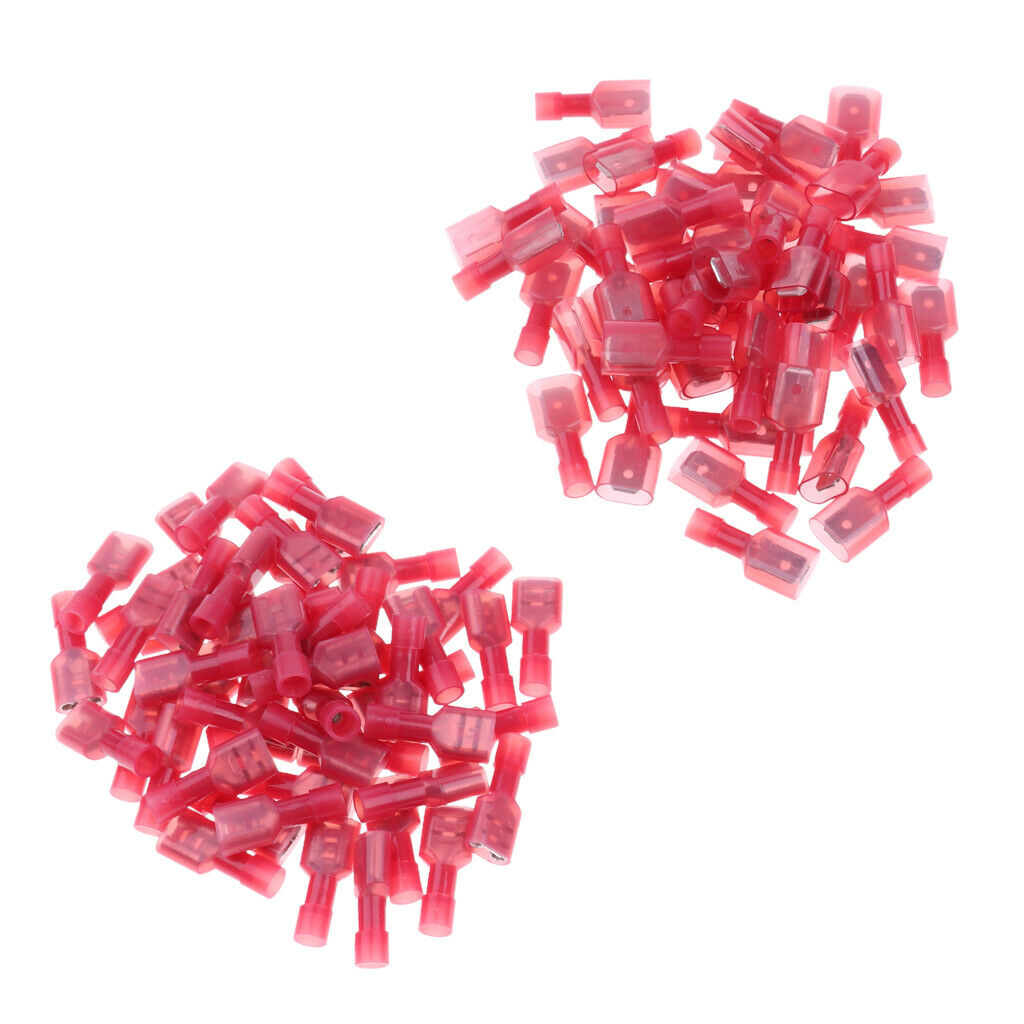 100 Pieces 22-16 Gauge Nylon Fully Insulated Male Female Spade Terminals Kit