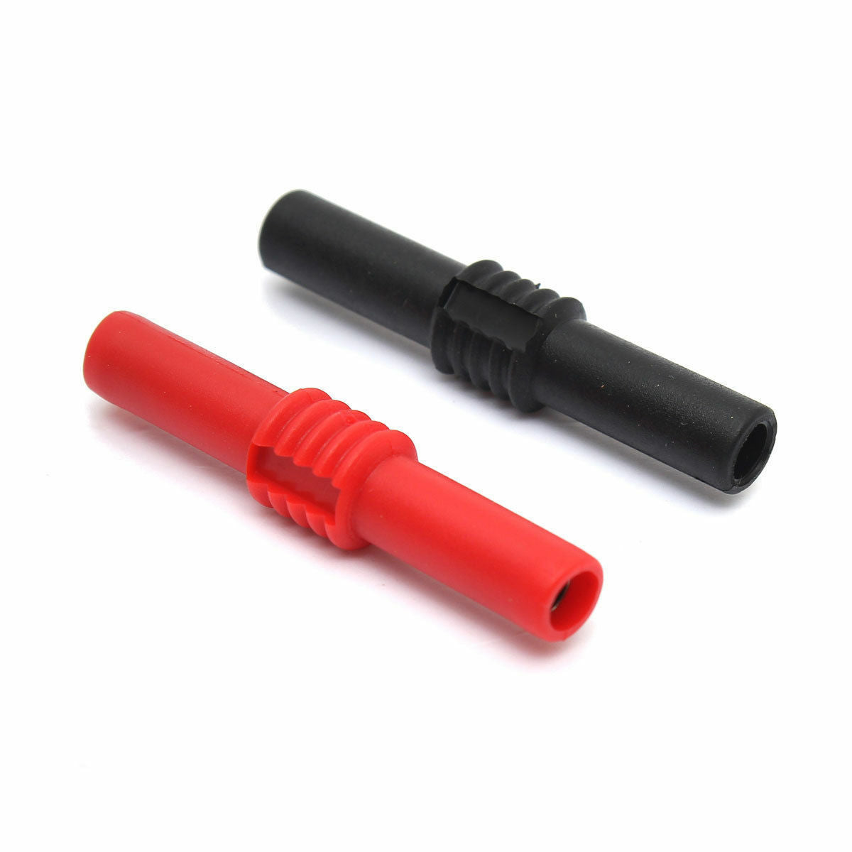 2pcs Black+Red Insulated 4mm to 4mm Banana Plug Female Socket Connector .l8