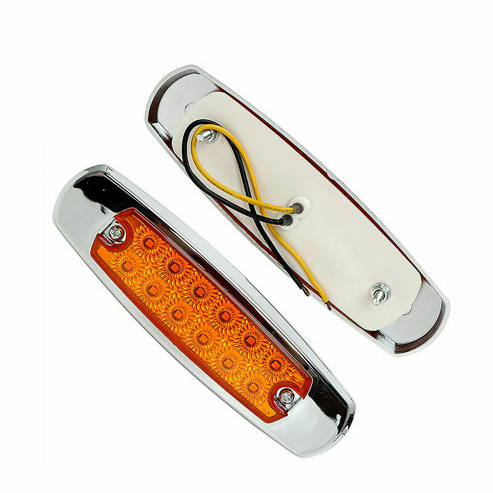 20pcs Amber Side Marker Lights Clearance 12 LED Truck Trailer For Peterbilt 12V