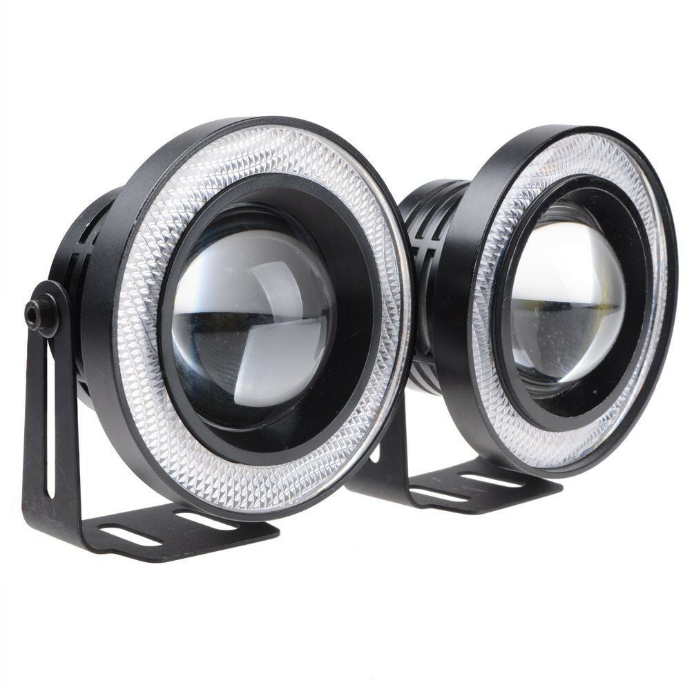 Car SUV Angel Eye Green COB Halo Ring Projector LED DRL Lamp Daytime Fog Lights