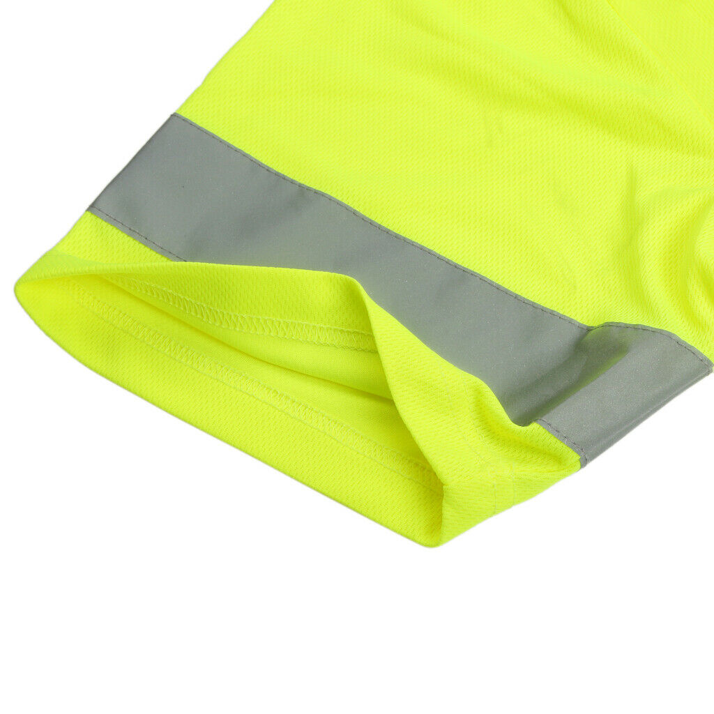 Hi-Vis Reflective Tape Short Sleeve Road Work Safety T Shirt yellow