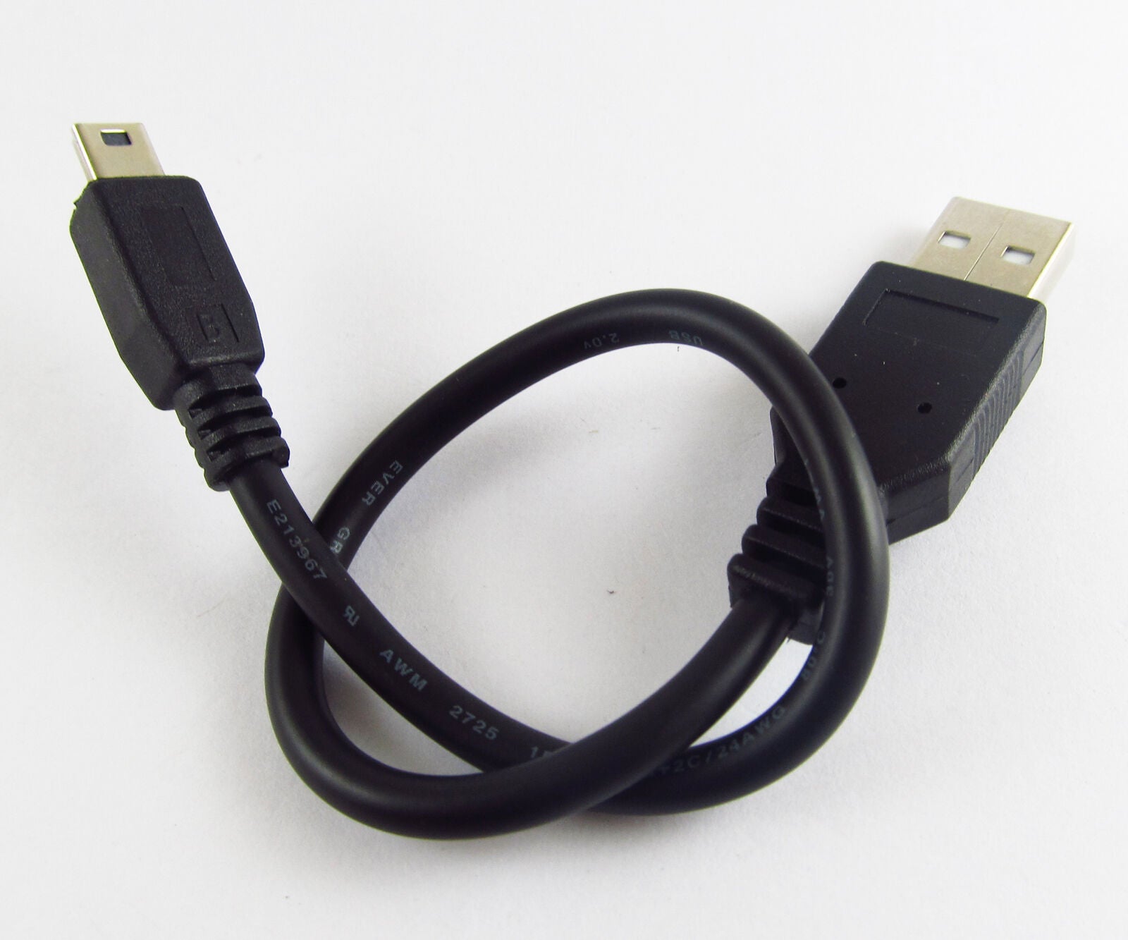 1x Black USB 2.0 Type A Male to Mini 5pin Male Convert DATA Cable 30CM Universal