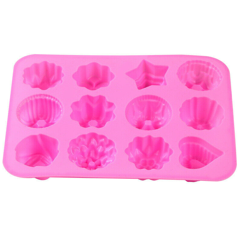 2X 12 Cavities Flowers Shape Silicone Soap Mold Ice Cake Candy DIY Tray Mould