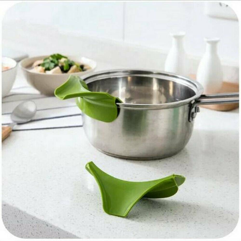 Pro Kitchen Silicone Funnel Anti-spill Deflector Pot Drain Pans Kitchenware Tool