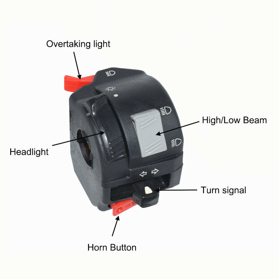1x 22mm Motorcycle Handlebar Control Headlight Fog Light Turn Signal Horn Switch