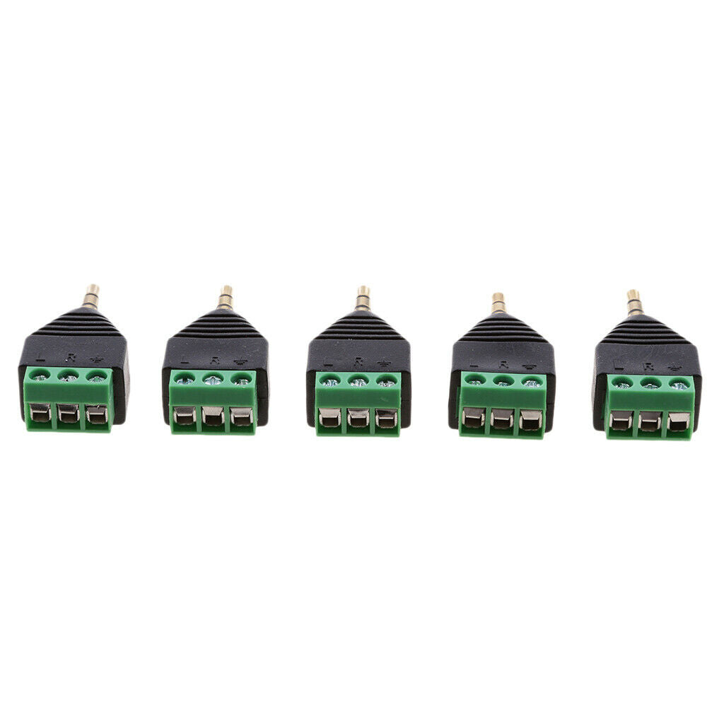 5x 3 Pole 3.5mm Screw Male to 3 Pin Female Video Balun Adapter for Earphone