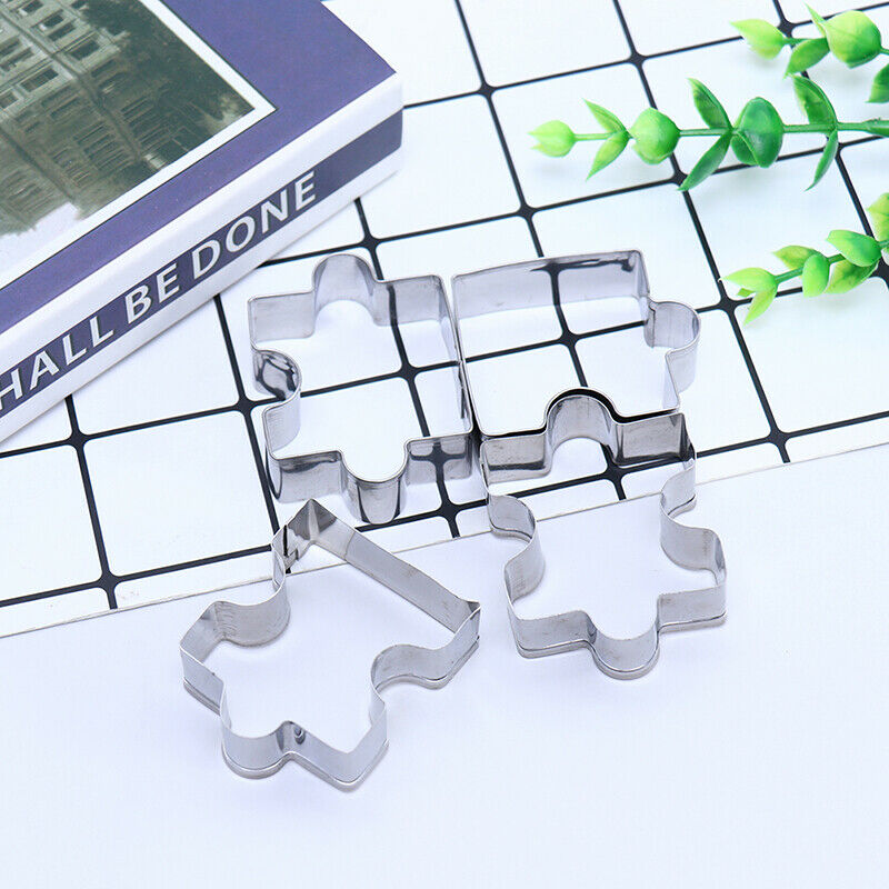 4pcs/set Cookie Puzzle Shape Stainless Steel Biscuit Mold Dessert Make ToolL Qx