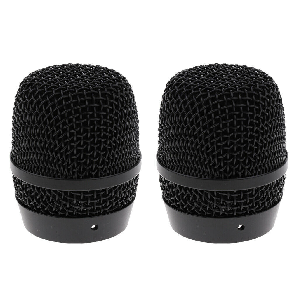 Practical 2x Steel Mic Grill Ball Heads Black for BBS Wireless Microphone Parts