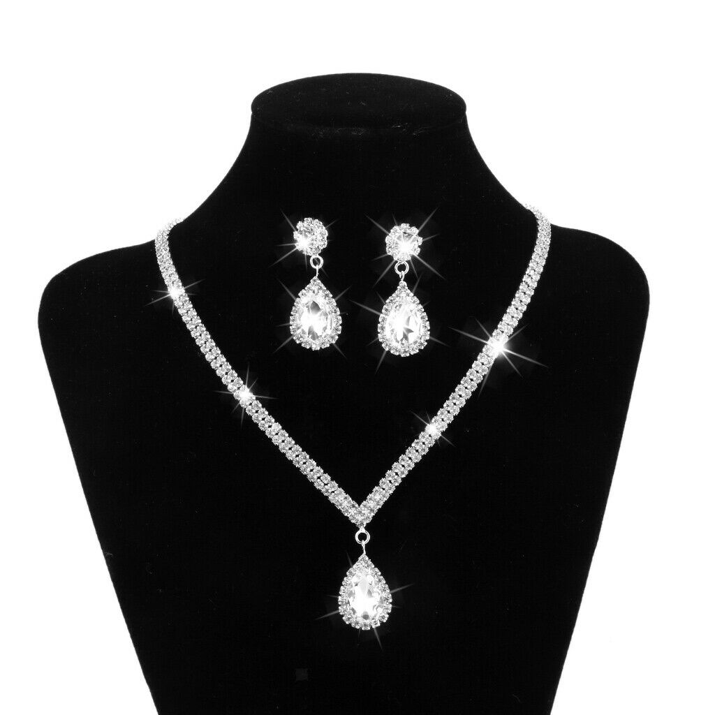 Hot New Rhinestone Necklace & Earrings Bridesmaids Wedding Jewelry Set