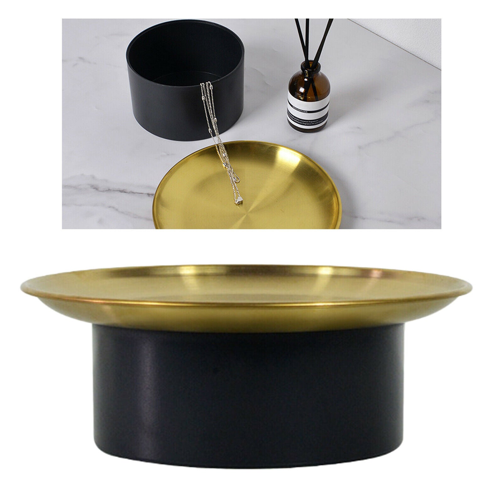 Storage Tray Lidded Cake Lipstick Jewelry Plate Countertop Gift Black Big