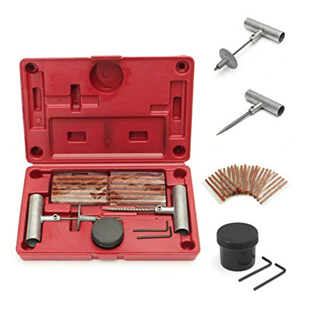 Tire Repair Kit 35pc DIY Set Plug Patch Flat Tubeless Car Truck Motorcycle