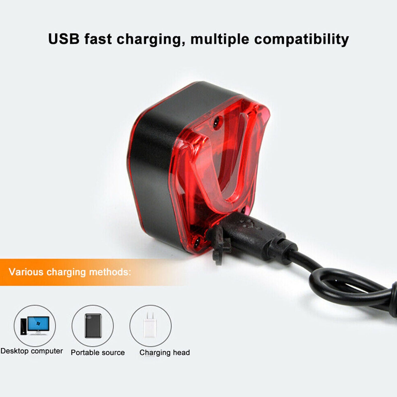 14 LED USB Rechargeable Bike Tail Light Bicycle Safety Cycling Warning Rear Lamp