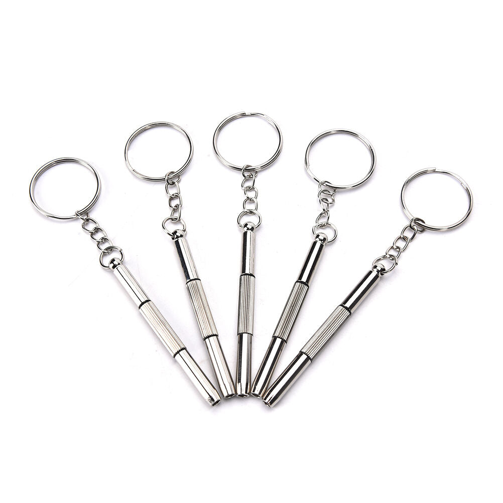 5Pcs 3 in 1 Eyeglass Screwdriver Glasses Watch Repair Tool Kit with Keych.l8