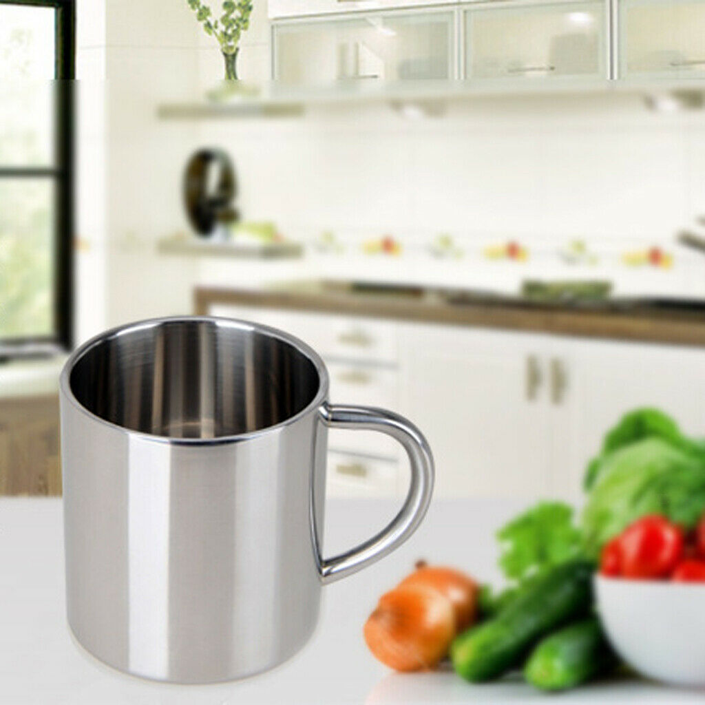 Pack of 3, Portable 300ml Stainless Steel Hot Tea Coffee Mug Cup, Unbreakable &