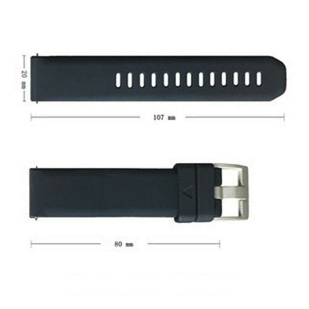 2 Pieces 20mm Silicone Watch Band Quick Release Strap Replacement