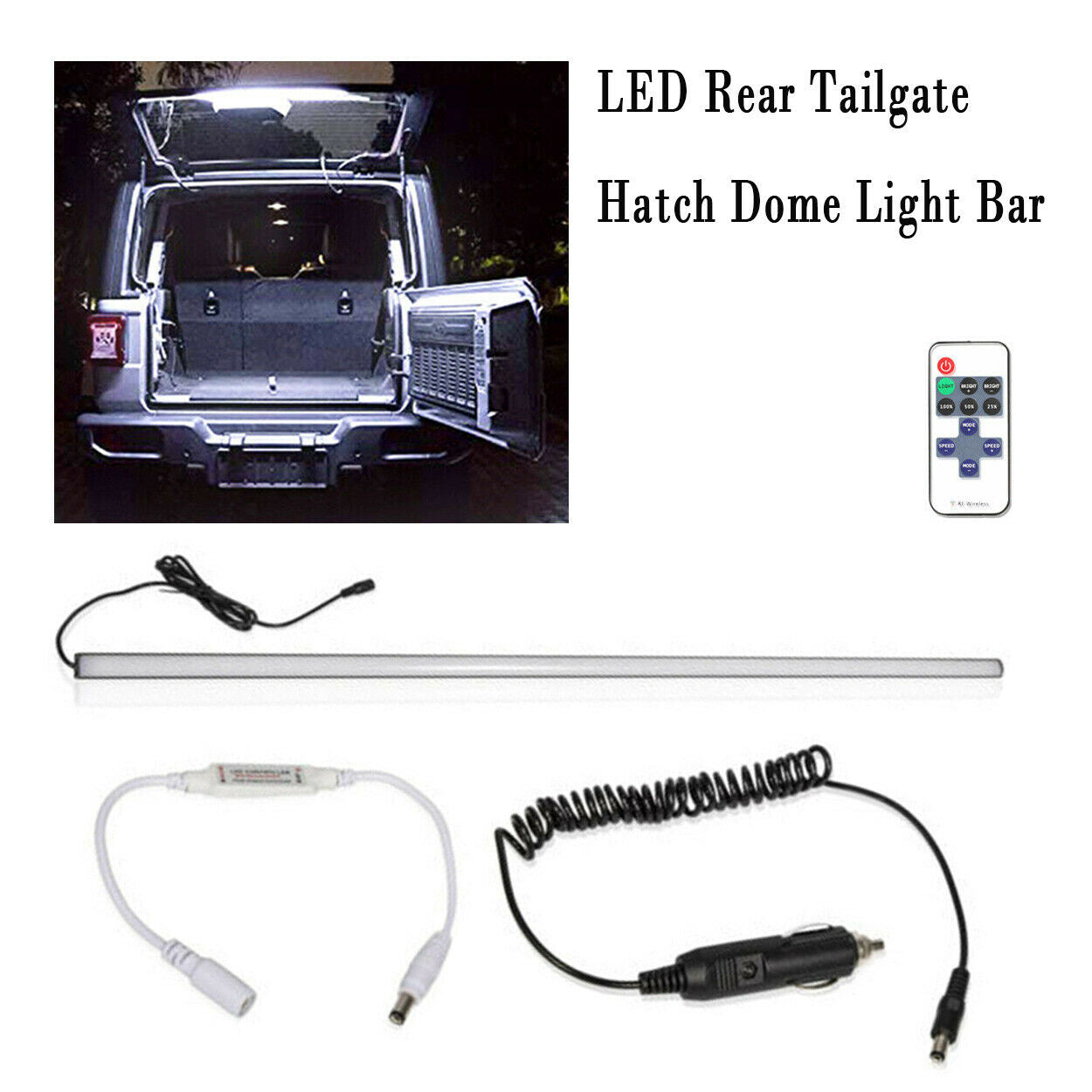 For 18-20 Jeep Wrangler JL Rear Glass Lift Gate Hatch Dome LED Light Bar 103CM