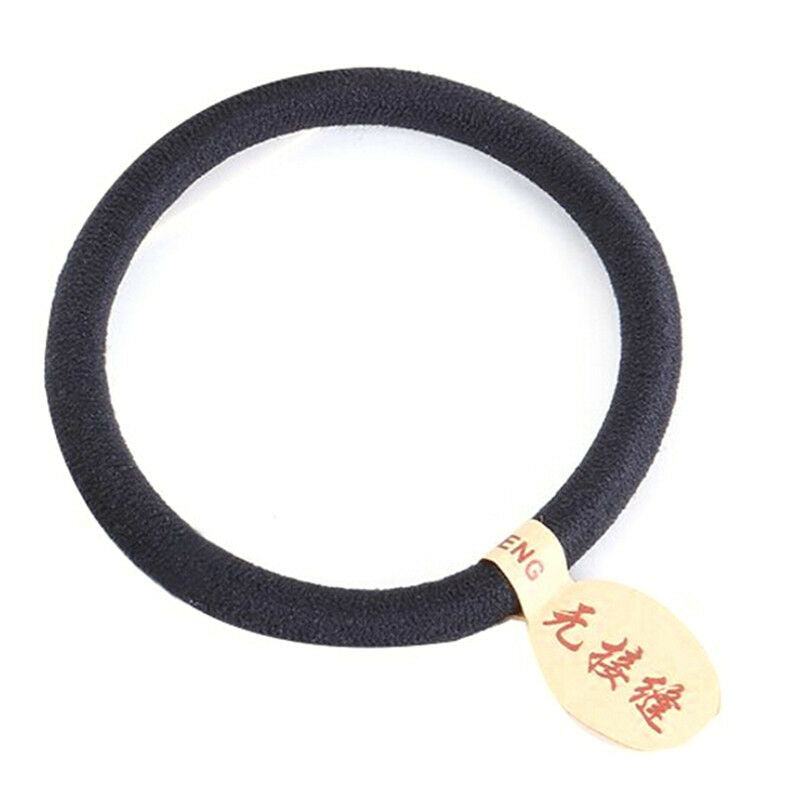 10pcs Black Colors Rope Elastics Hair Ties 4mm Thick Hairbands Girl's Hair,Ba Kt