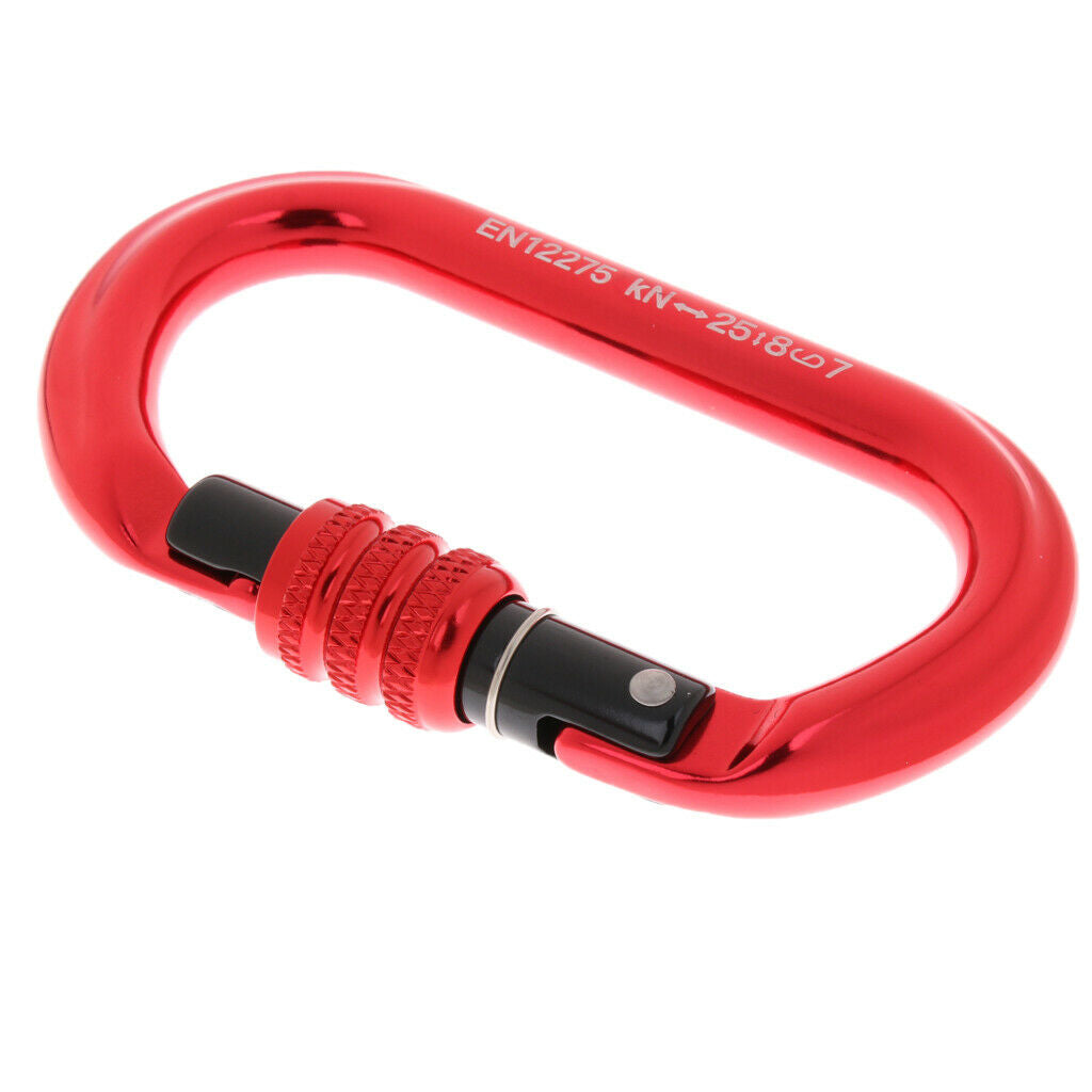 2pcs 25KN Aluminum Climbing Carabiner Screwlock O-shaped Buckle