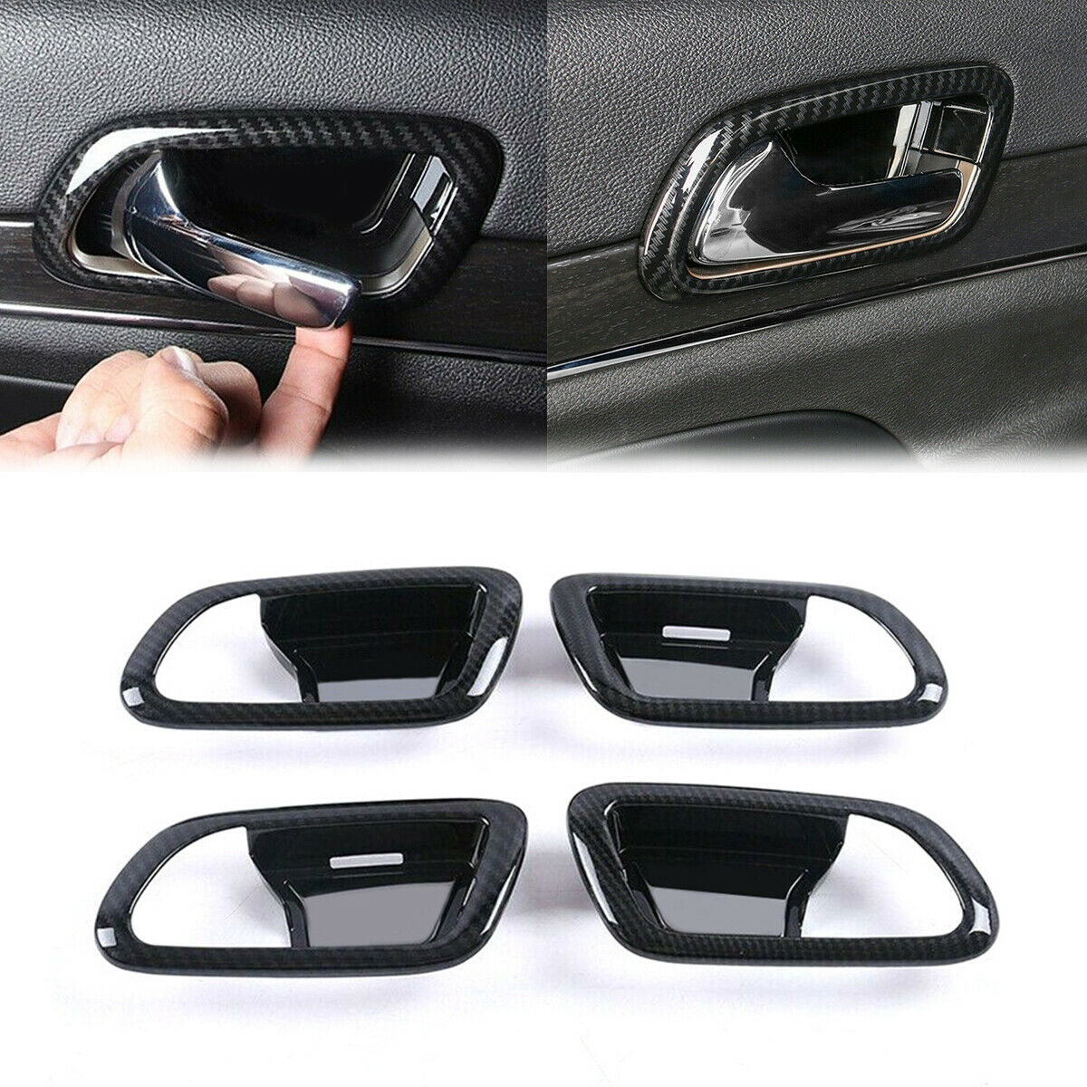 4 × Vehicle Inner Door Handle Bowl Cover Trim For 2011-2019 Jeep Grand Cherokee