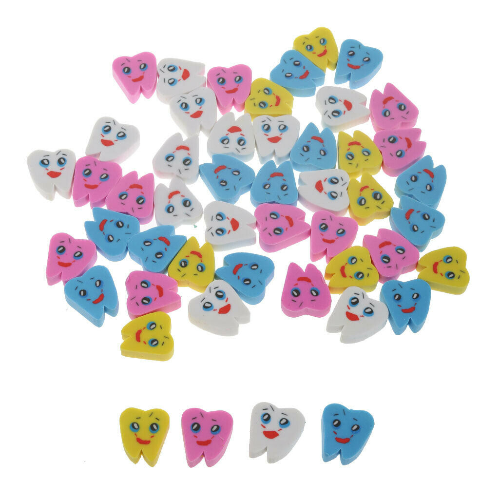 50pcs Novelty Tooth Design Erasers Cute Eraser School Supplies