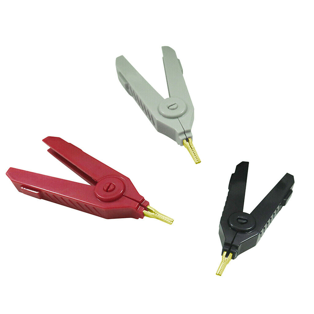 Set of 3 Pcs Copper Alligator Clip Handle Test Probe