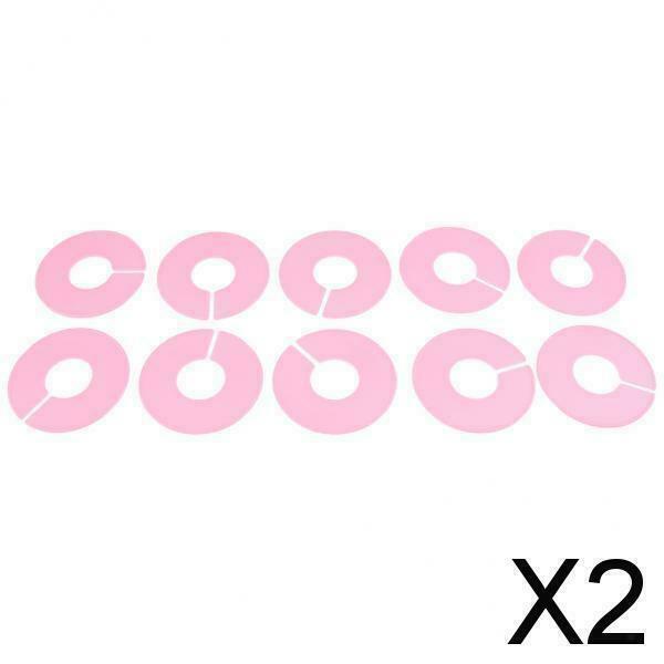 2X 10Pack Clothing Rack Size Dividers Round Hangers Dividers White for Pink