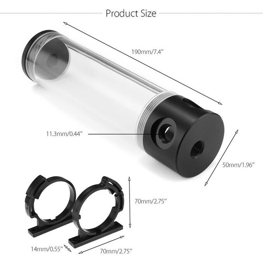 50x190mm G1/4 Cylinder Reservoir Water Tank Kit For PC Liquid Cooling System